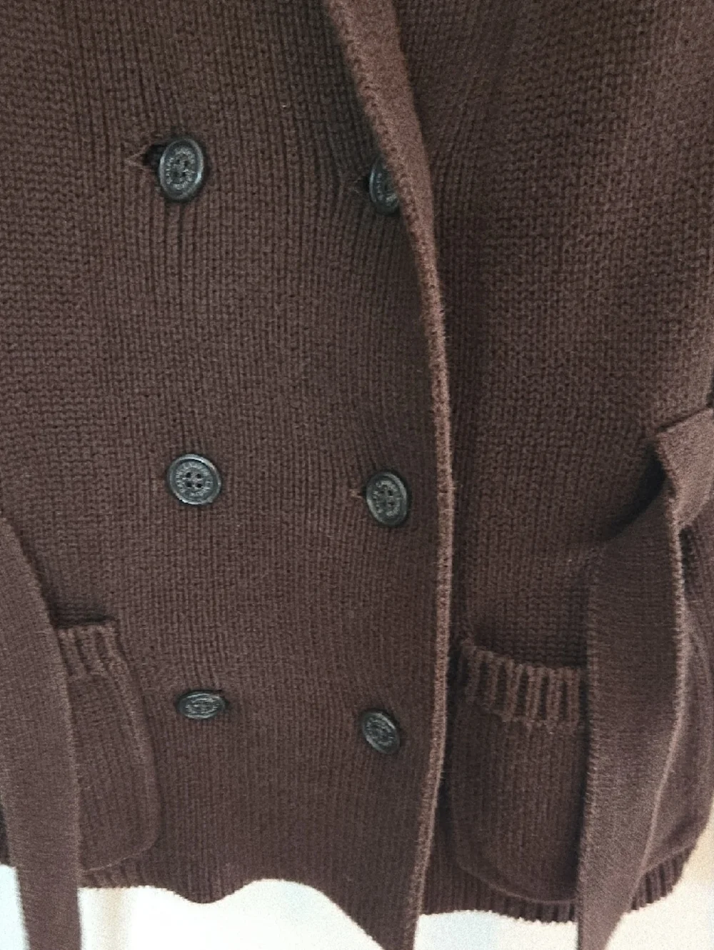 Ralph Lauren Dark Brown Double-Breasted Knit Sweater - Picture 7 of 8